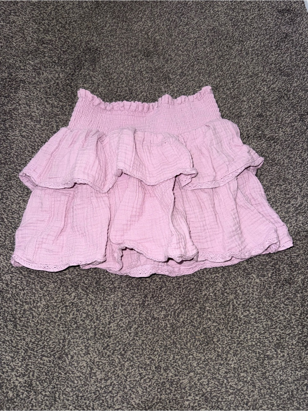 Girl’s Smocked Waist Tiered Mini Skirt Lilac Skort
